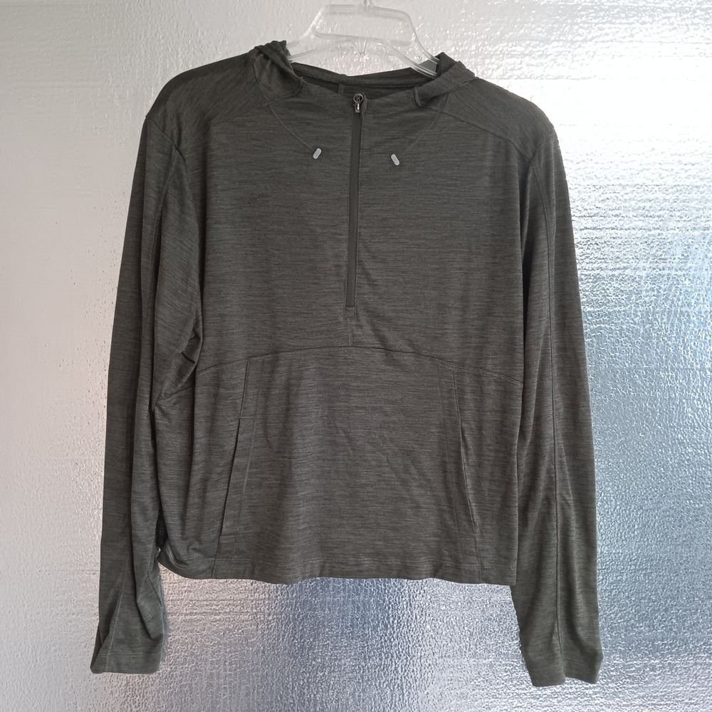 Layer 8 Quarter Zip lightwieght Hoodie Womens L Olive Excellent Quick Dry Active